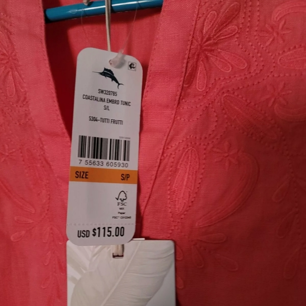 Tommy Bahama Coastalina Embroidered Tunic Tutti Fruiti SMALL - Picture 3 of 6